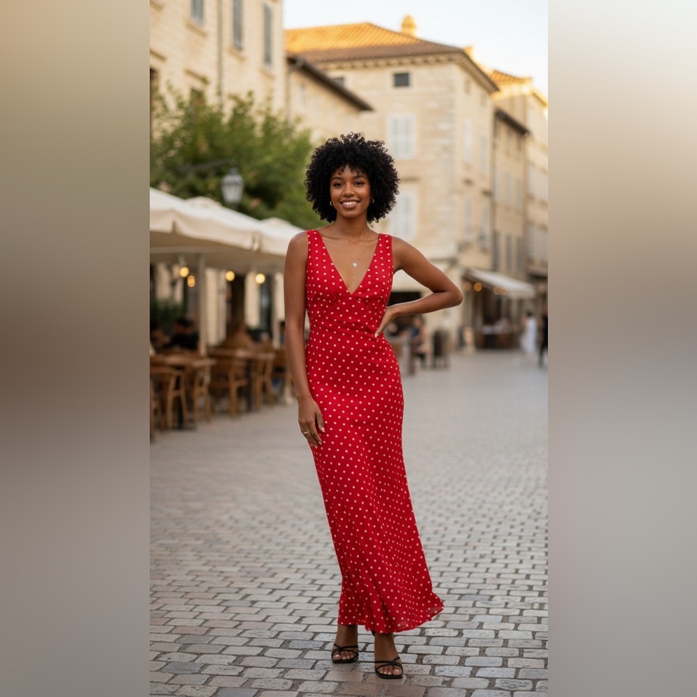 Princess Polly Red Maxi Dress with White Dots